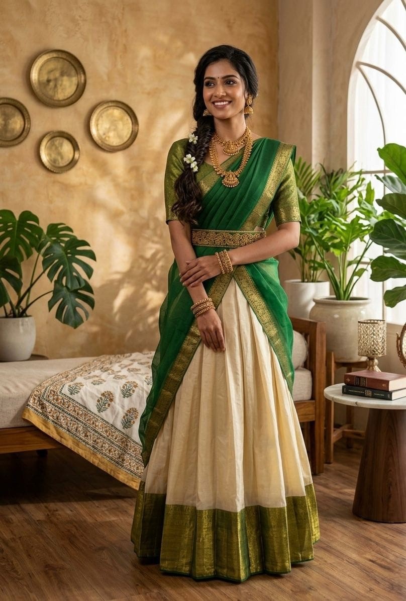 Women's Cotton Silk Lehenga Set with Rangoli Silk Dupatta